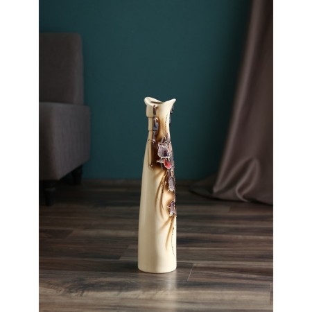 Ceramic vase "Sakura", floor, white, flowers mix, 53 cm-3