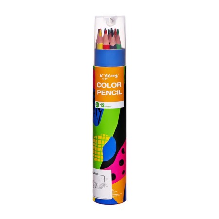 Pencils 12 colors, in a tube, hexagonal, wooden, abstraction-6