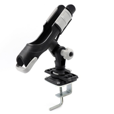 Holder of a rod with a mounting plastic site on a clamp