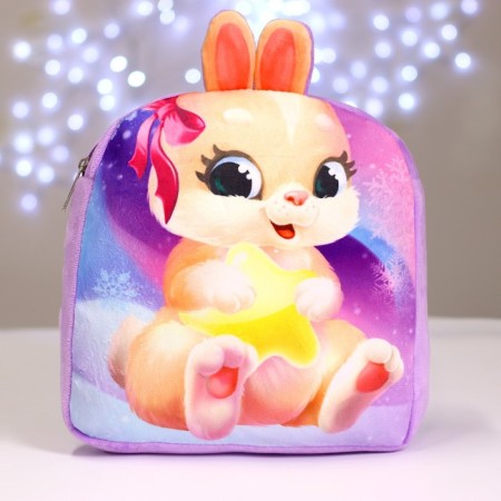 Baby plush backpack for the girl "Bunny", 24 × 24 cm, for the new year-1