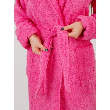 Women's bathrobe, with a shack, size 56-58, pink color-3