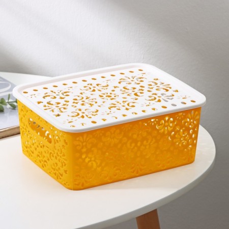 Storage container with a “pattern” lid, plastic, 22 × 17 × 9.5 cm, mix color-4