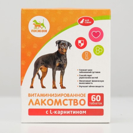 Лакомства "Пижон" для собак, с L-карнитином, 60 табл.-1