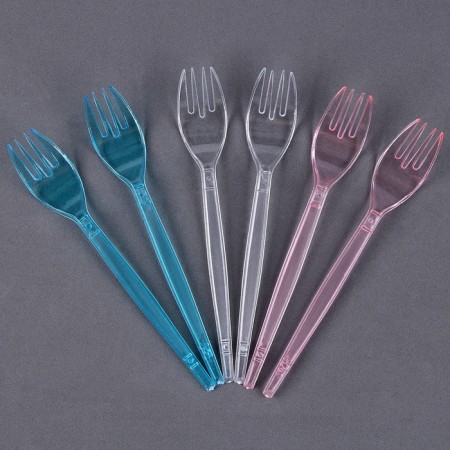 Plastic forks, set 6 pcs., Mix colors-3