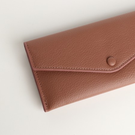 Women's wallet on the button, brown color-2