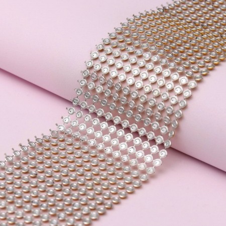 Tape with imitation of convex rhinestones, 5.75 cm, 9 ± 1 m, gold color-2