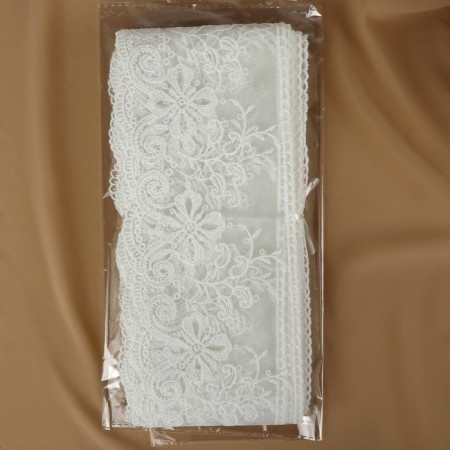 Lace on a grid, 110 mm × 11 ± 1 m, ivory color-2