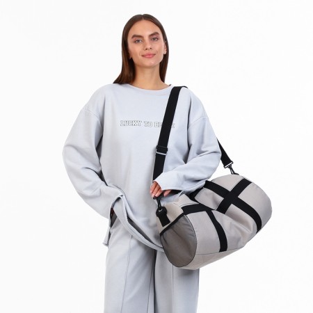 Road bag with lightning, external pocket, long belt, gray color-4
