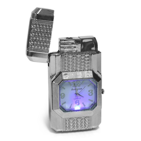 Gas lighter for smoking "Clock on the strap", piezo, silver-5