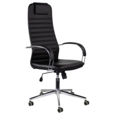 Armchair for the head of the Brabix Pilot EX-610 CH Premium, Chrome, Ecosa, Black