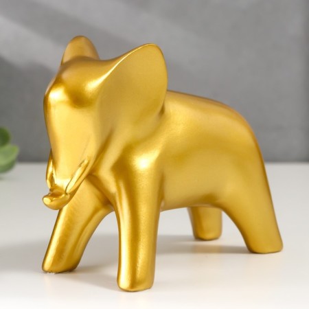 Souvenir Polystone "Golden Elephant" 10.5x6x13.5 cm-1