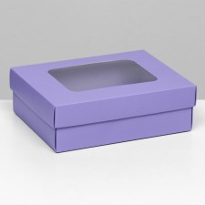 The box is folding, the lid is, with the window, lilac, 16.5 x 12.5 x 5.2 cm
