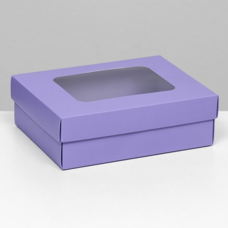 The box is folding, the lid is, with the window, lilac, 16.5 x 12.5 x 5.2 cm