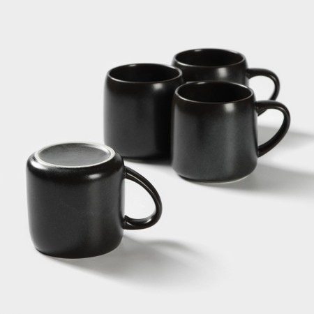 Keramic tea lift set, 6 items: kettle 1 l, 4 circles 250 ml, tray 33 × 20 cm, black color black-2