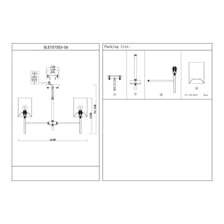 Suspended EVOLUCE lamp. Sle107303-06. Noia. 6x40 W, E14, 66x66x34 cm, Nickel color-9