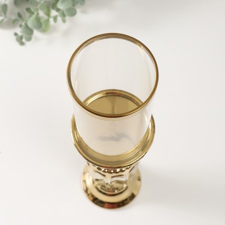 Ceramics candlestick, glass for 1 candle "art" d = 7.5 cm gold 9x9x37.5 cm-2
