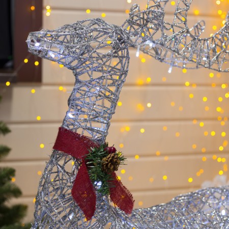 LED figure "silver deer" 70 × 120 × 30 cm, metal, 220 V, glow of white-2