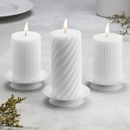 Set of candlesticks Metal "Lotus", 7.5x2 cm, 3 pieces, white-4
