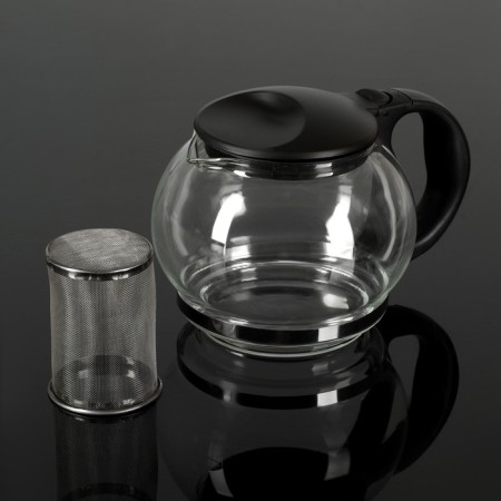 Glass teapot “Lyubava”, 1.25 liters, with metal sieve, black color-3