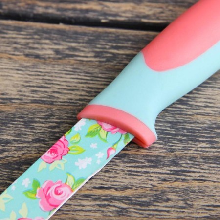 Kitchen knife with an anti -wagoning coating of the “flowers” ​​shares, blade 12 cm-1