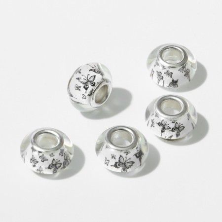 Bead "Butterflies", black and white color-1