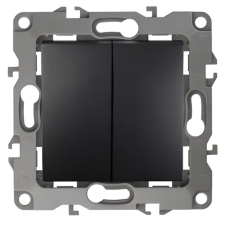 Double switch, 10AX 250V, IP20, without M. Lamps, era12, anthracite