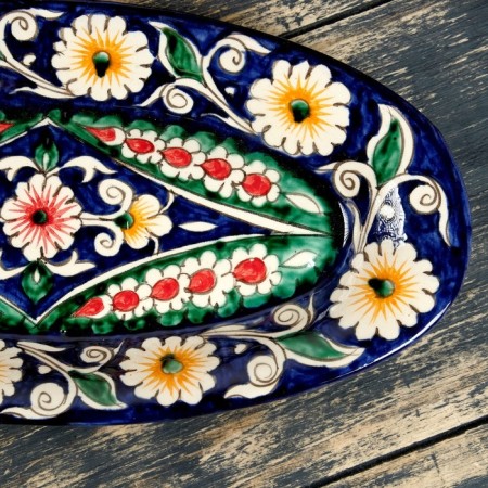 The herdgehog of Rishtan ceramics "Flowers", 24 cm, blue, mix-5