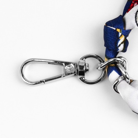 A chain with a scarf for a bag, with carbines, 9 × 14 mm, 40 cm, blue/silver color-1