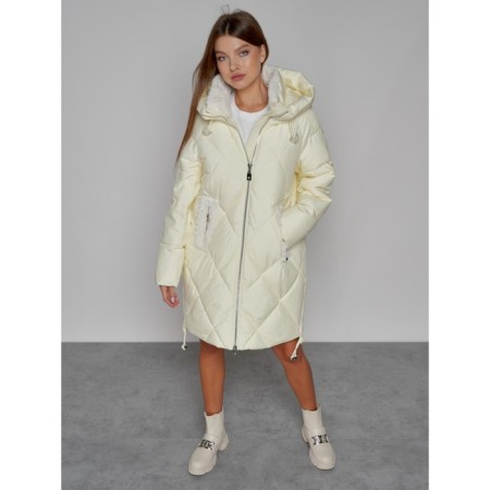 Coat insulated winter female, size 48, color light yellow-8