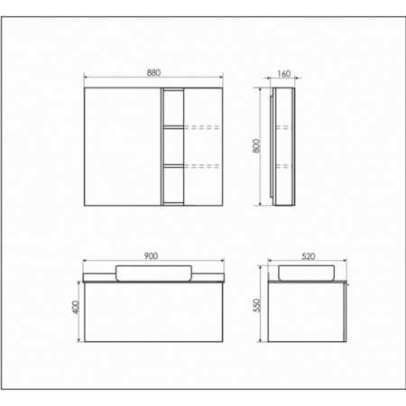 Comforty Milan 90 Cabinet Mirror for the bathroom, white color-1