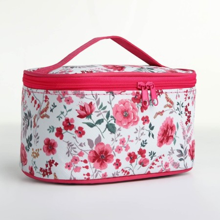 Cosmetic bag with lightning, white/pink color