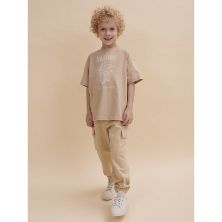T -shirt for boys, height 128 cm, sandy color-5