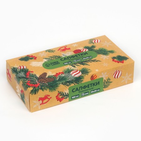 New Year's wipes Paper in the box “New Year! Winter comfort ", 100 pcs, two -layer-1