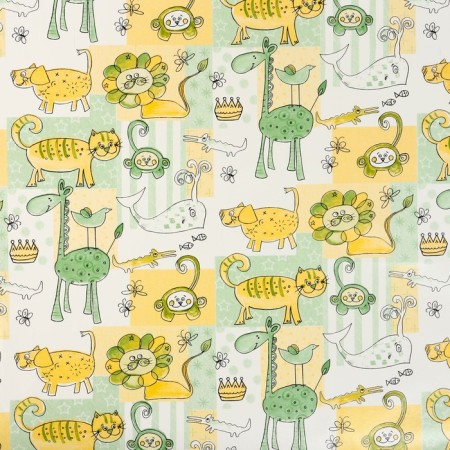 Adhesive oilcloth "Cartoons" 70x100cm., On an elastic band, with a edging, yellow/green color-1