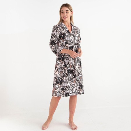 Women's bathrobe Ethel "Leopard" sleeve 3/4, size 50-52, waffle 200g/m2, 100% cotton