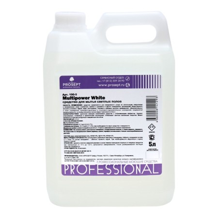 A means of washing light floors with a whitening effect of Multipower White. Concentrate, 5l
