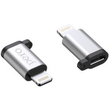 Adapter PERO AD01, Lightning - Microusb, Metal, Silver