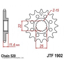 Front Presenter Star JTF1902 for a motorcycle, steel, chain 520, 15 teeth