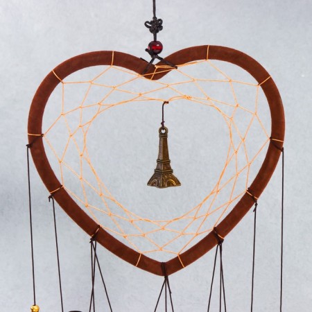 Wind Music Metal "Heart with Eiffel Tower" 4 tubes 5 bells d = 17 cm length 65cm-1