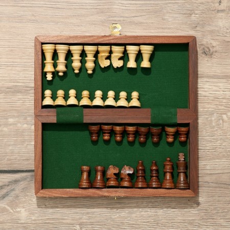 Board game 2V1 (chess + backgammon), board 20x20 cm, woods shisham-7