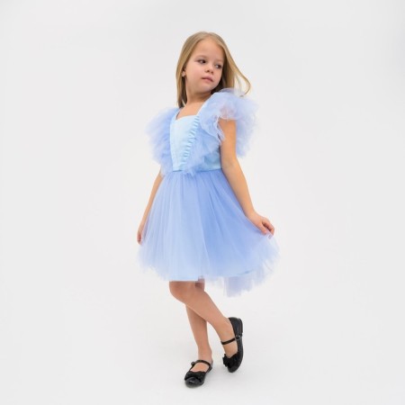 Elegant children's dress KAFTAN, size 28 (86-92 cm), blue-3