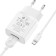 Network charger Borofone BA52A, USB, 2.1 A, MicroUSB cable, 1 m, white