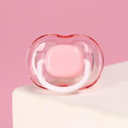 Nipple - classic dummy, silicone, +6 months, with a cap, pink color-3