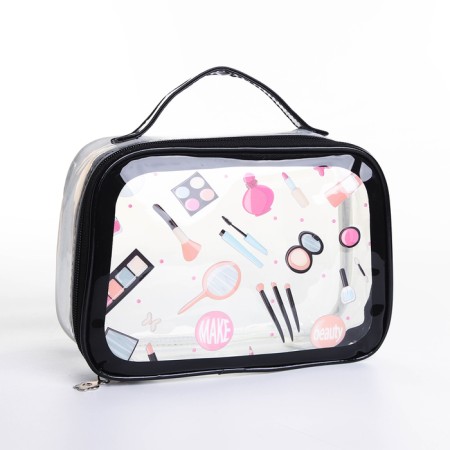 Cosmetic bag with lightning, black/transparent color-1