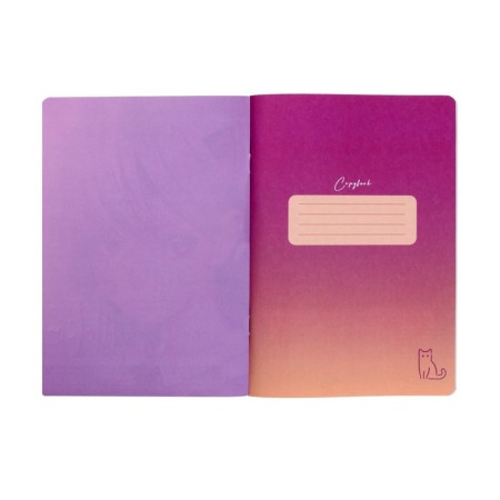 Notebook A5, 40 sheets in a cage, Meshu NEKO, cover shaking cardboard, matte lamination, foil embossing, euros-1