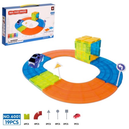 Magnetic designer "Magic track", the machine drives from batteries, 19 parts