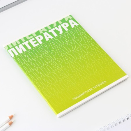 An objective notebook 48 sheets, A5, gradient, with reference materials “September 1: Literature”, cover coated cardboard 230 gr., Inner block in a line of 80 gr., White is 96%, block No. 1.-1