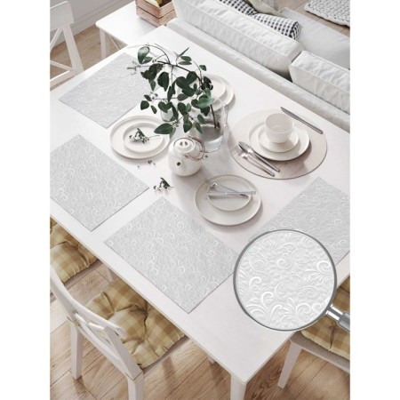 A set of napkins for setting the table “Drawings in the snow”, rectangular, size 32x46 cm, 4 pcs-1