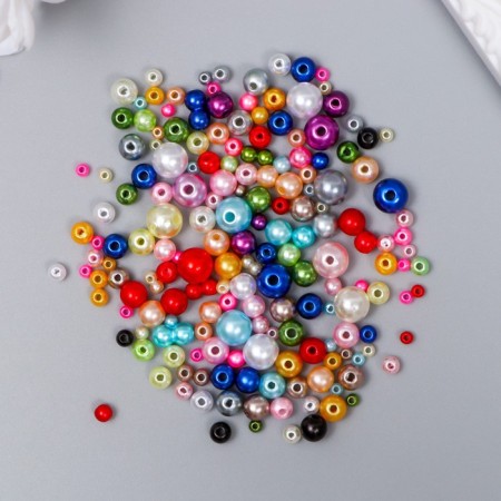 Beads for creativity plastic "Round. Assorted" d = 3-8 mm, set 10 grams