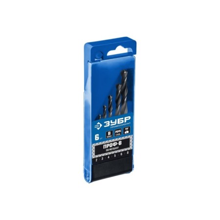 Set of drill on metal bison, steel P6M5, cylindrical shank, 2-8 mm, 6 pcs, class in